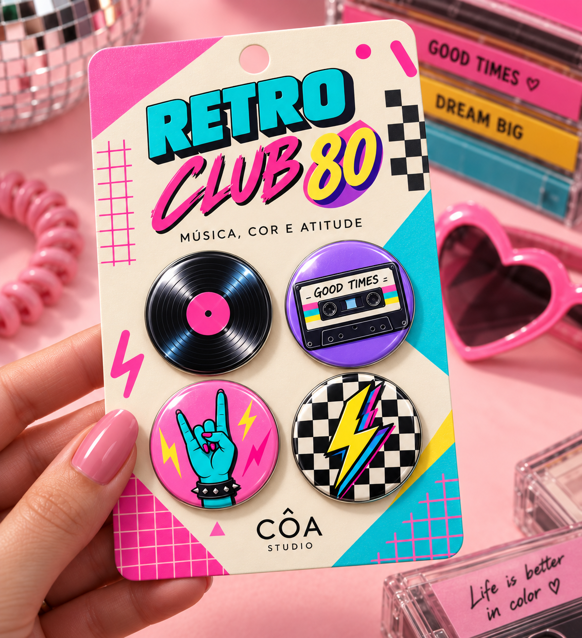 Pack 4 Pins Retro Club 80 💿