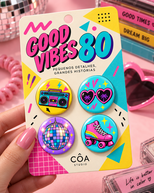 Pack 4 Pins Good Vibes 80 🛼